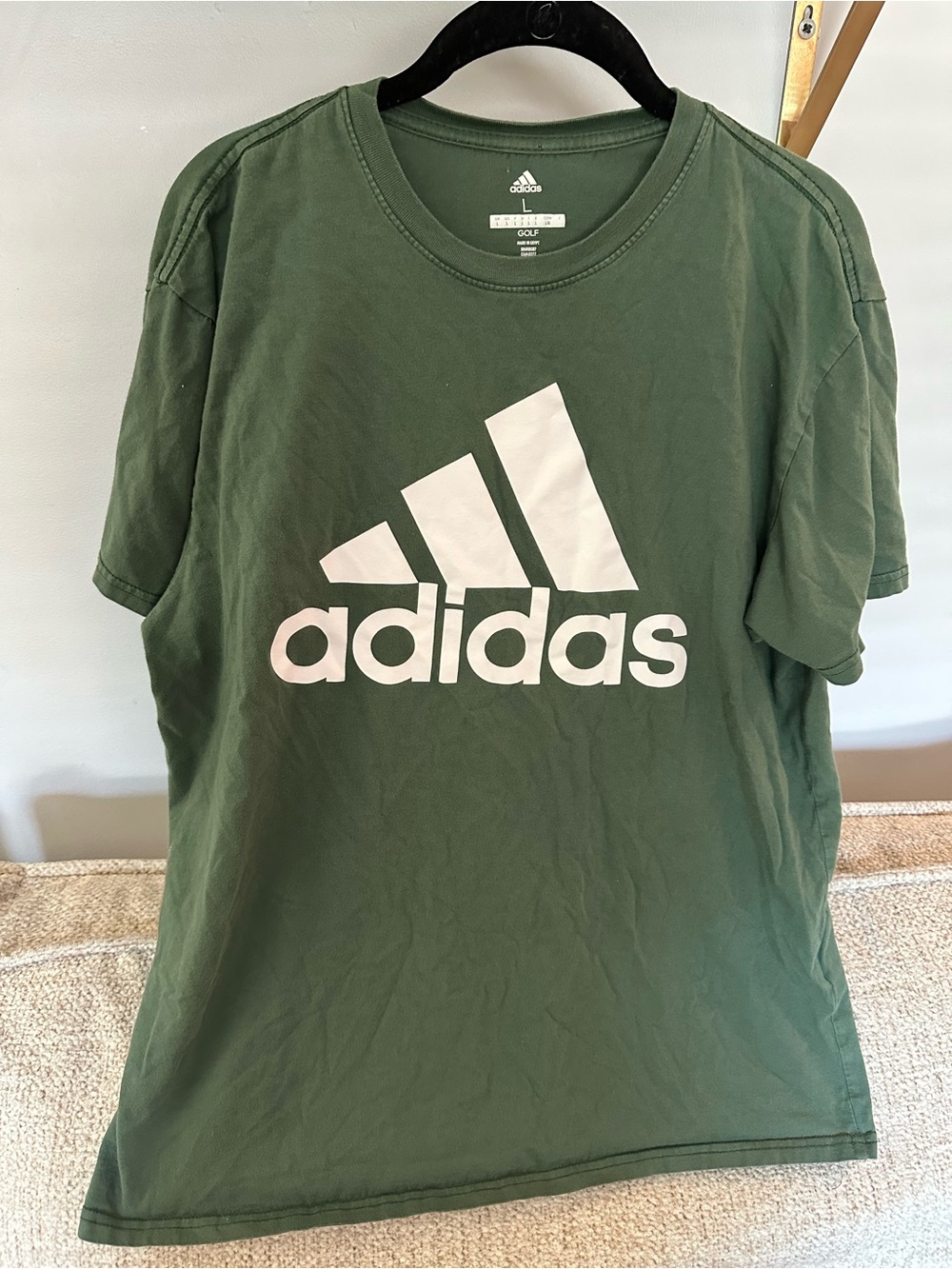 adidas Green Tee with Large White Logo